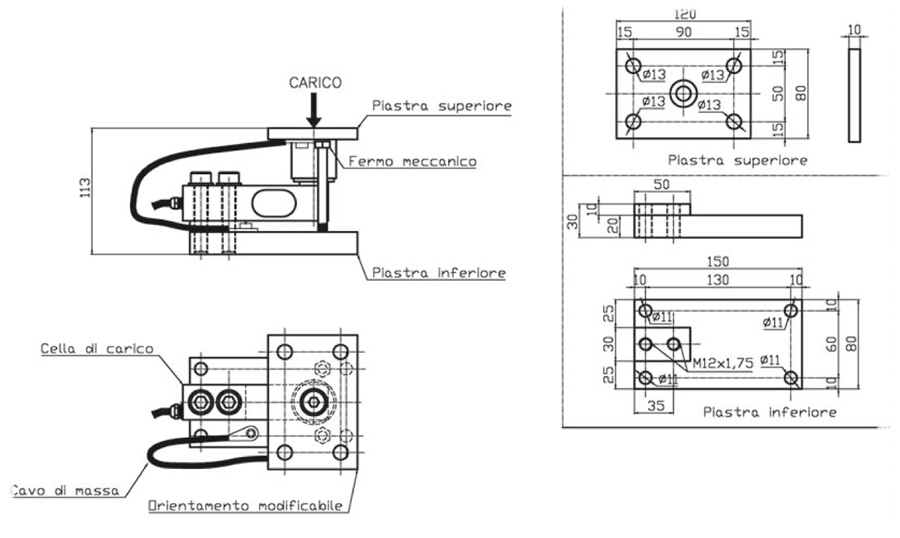 technical draw itting accessory TOR1 in stainless steel for CUT1 cell